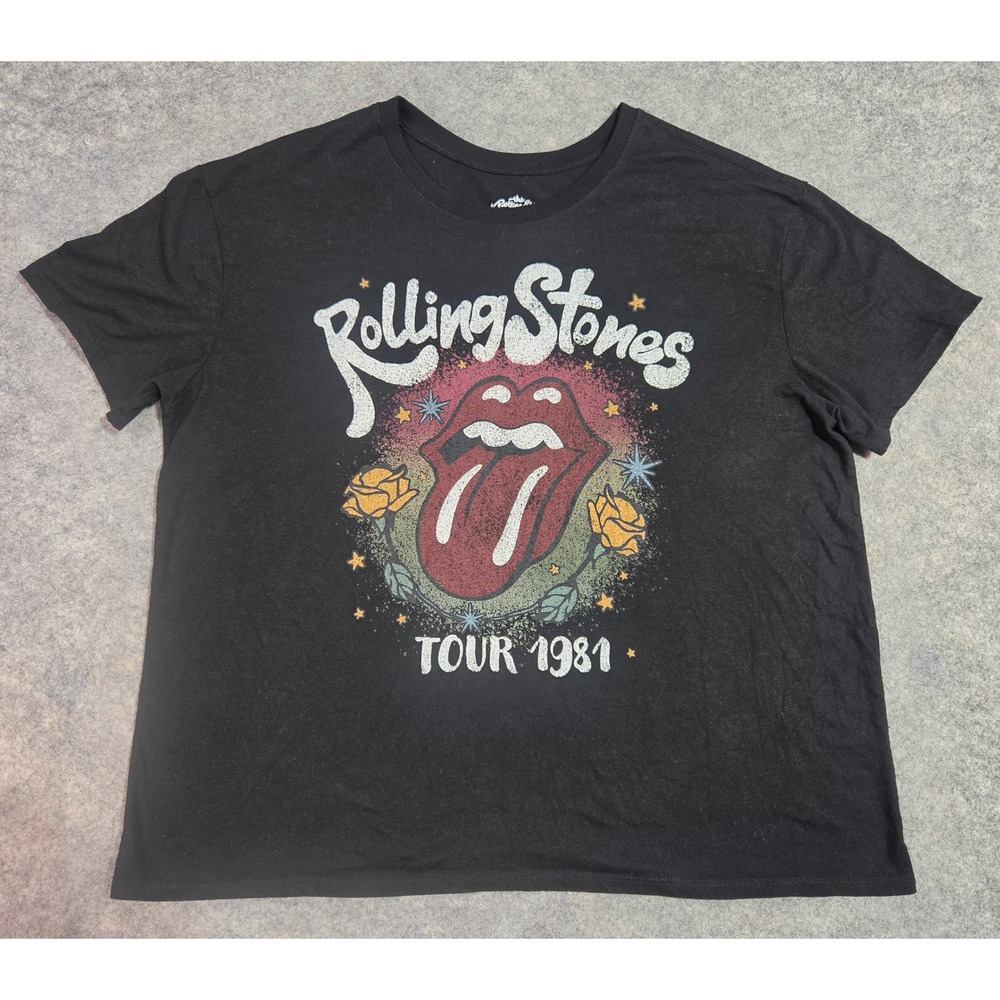 Rolling Stones Tour 1981 North America Graphic Tee Shirt Black XL 16-18